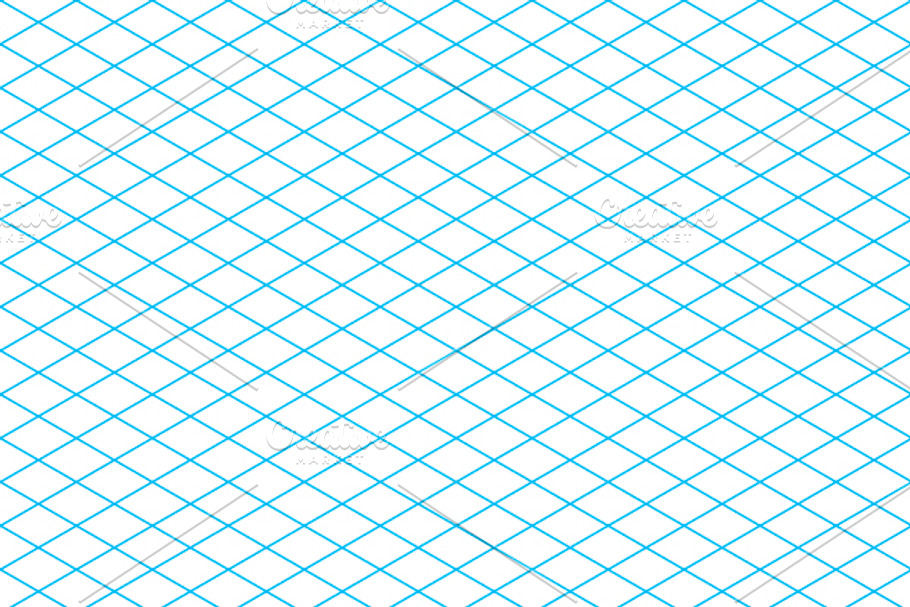 Cyan isometric grid seamless pattern | Pre-Designed Illustrator ...