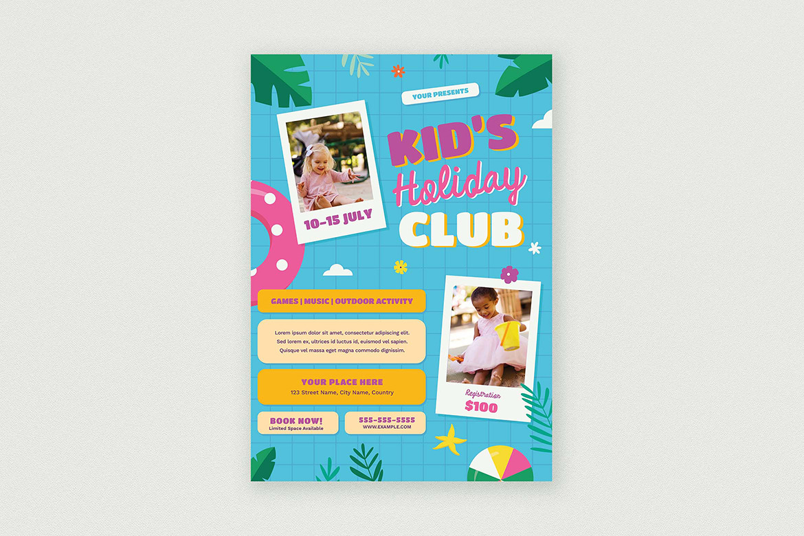 Kids Holiday Club Flyer Flyer Templates Creative Market