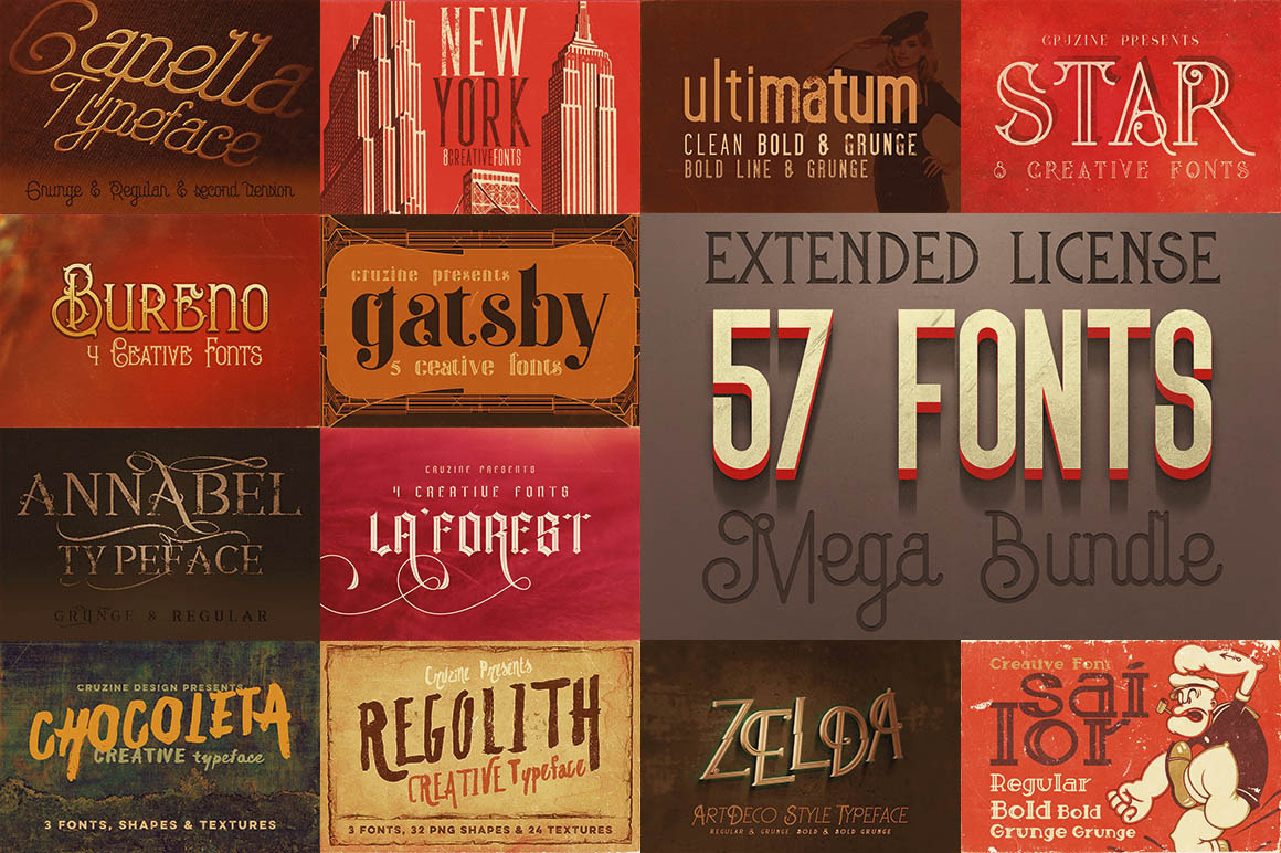 Download Sale Fonts Megabundle 57 Fonts Stunning Display Fonts Creative Market