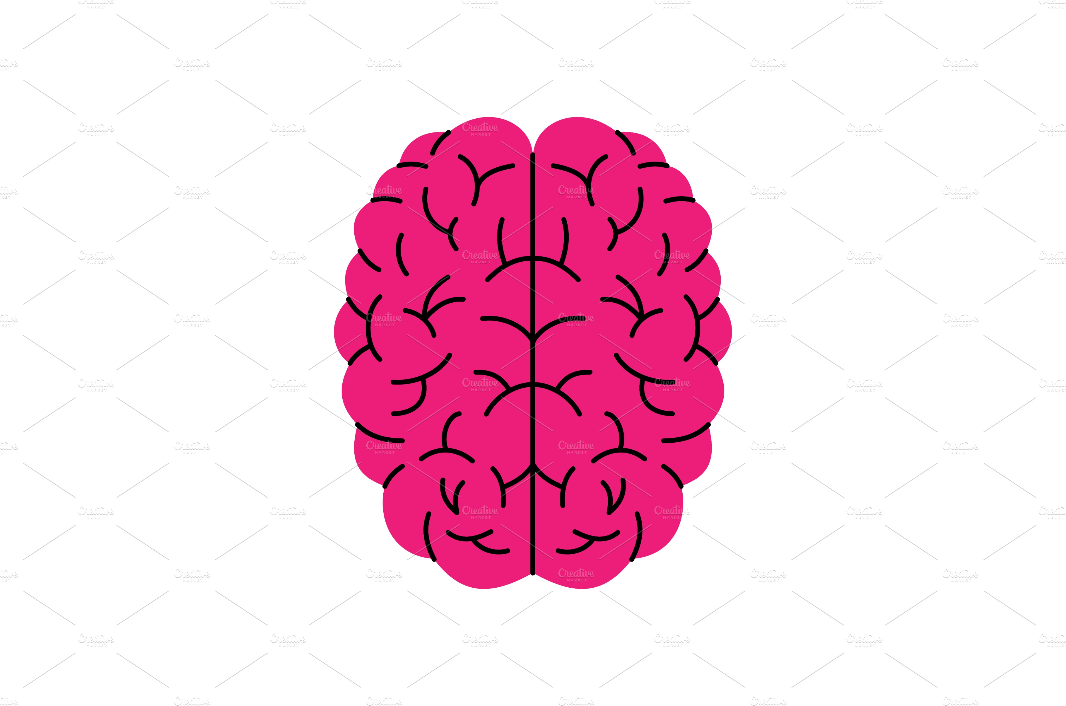 Pink brain symbol. Pink human brain Vector Graphics Creative Market