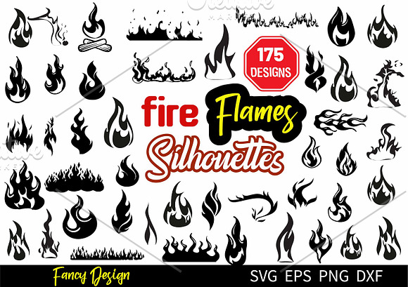 Flame Fire Black Contour PNG & SVG Design For T-Shirts