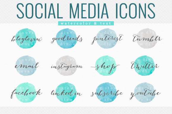 Watercolor Social Media Icons Custom Designed Icons Creative Market