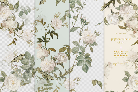 Luxury Pastel Mint Floral Pattern  Graphic Patterns ~ Creative Market