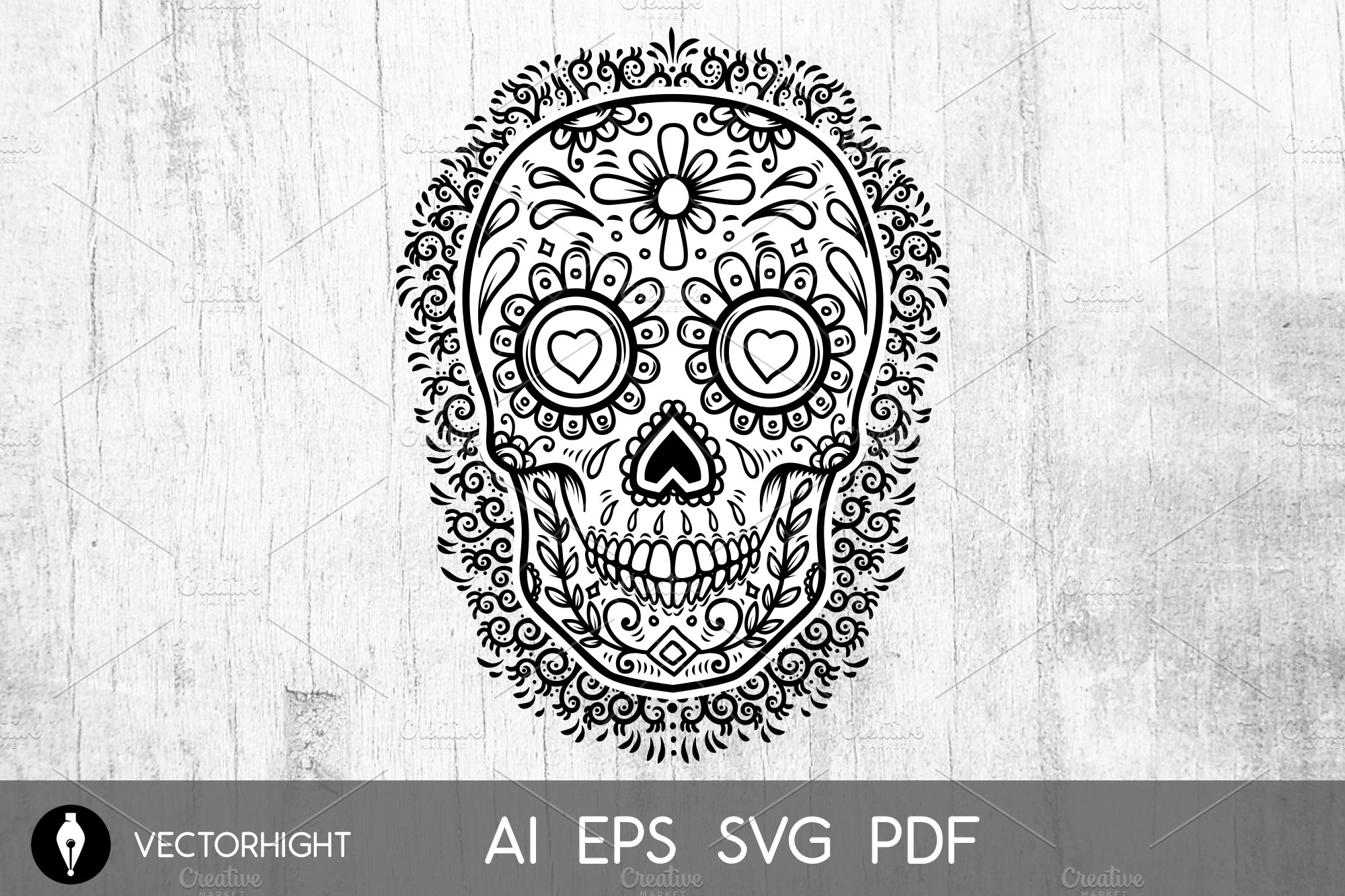 Illustration of mexican sugar skull. Design element for logo