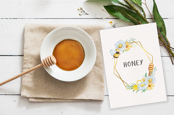 Watercolor Honey Bee Decor Clipart. (2038701)