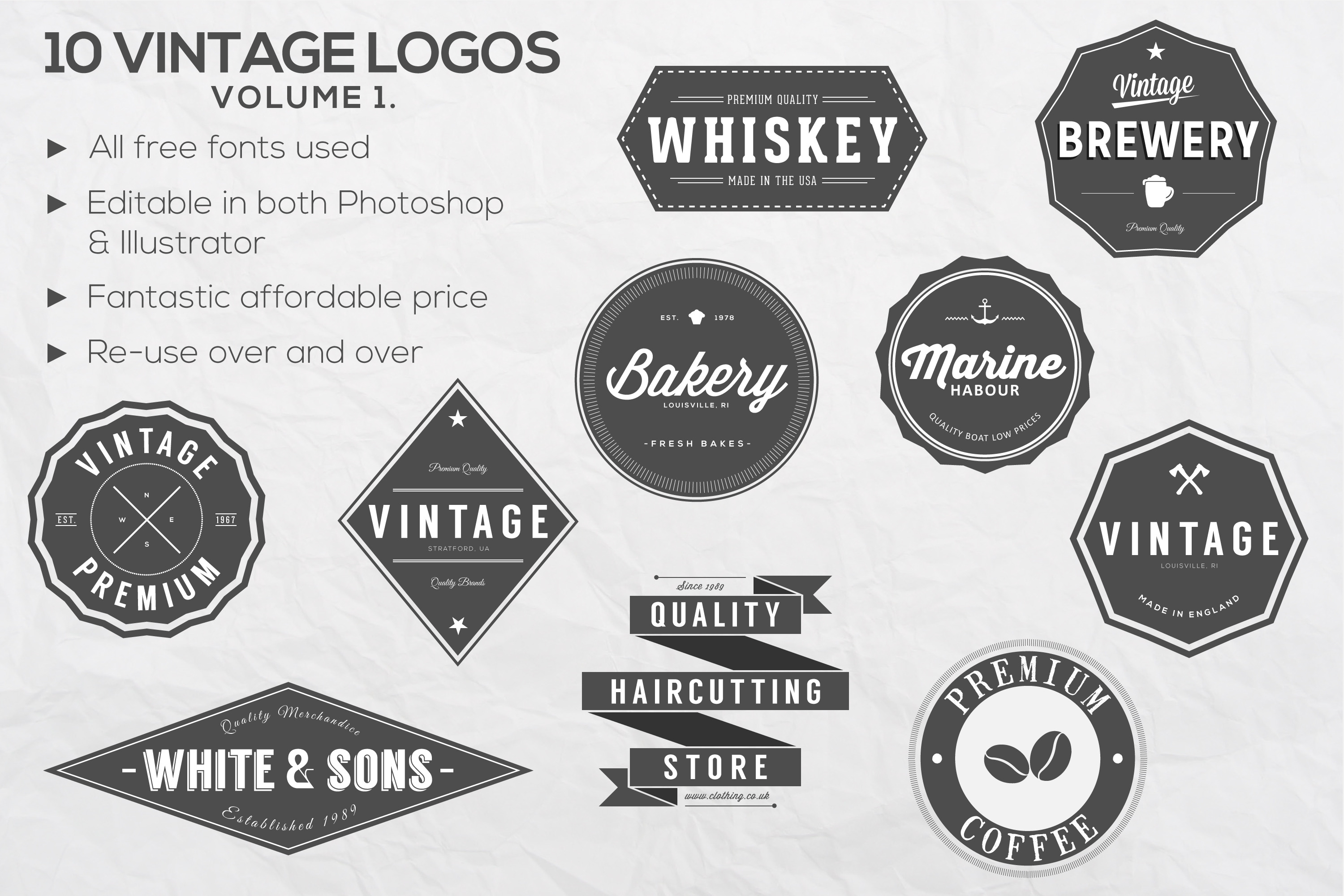 10 Vintage Logos Vol.1 | Branding & Logo Templates ~ Creative Market