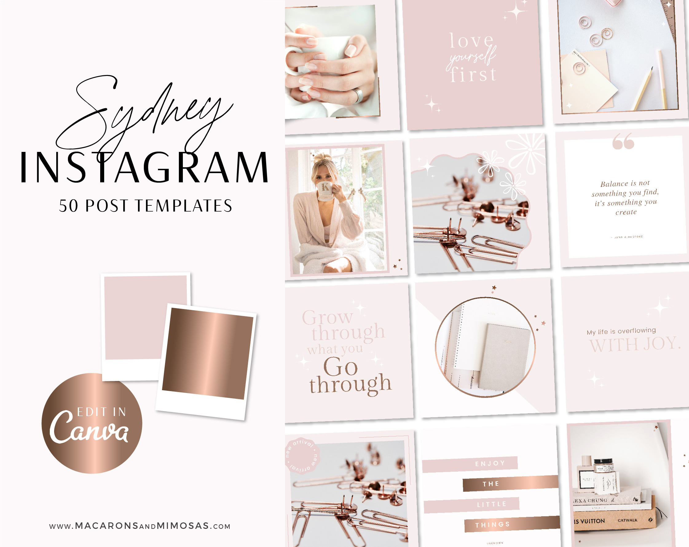 Rose Gold Instagram Post Tempaltes | Social Media Templates ~ Creative ...