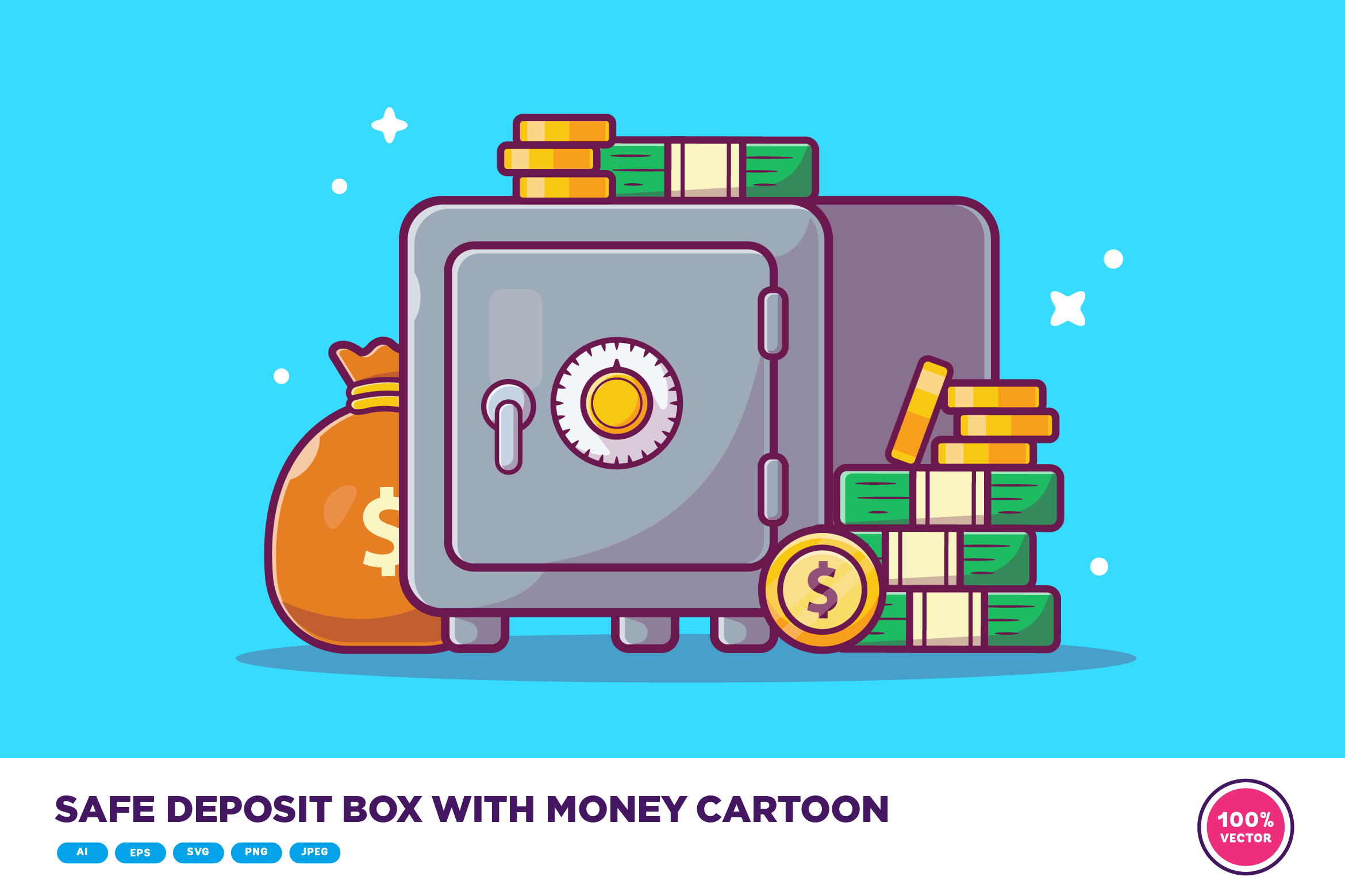 safe-deposit-box-with-money-cartoon-finance-illustrations-creative