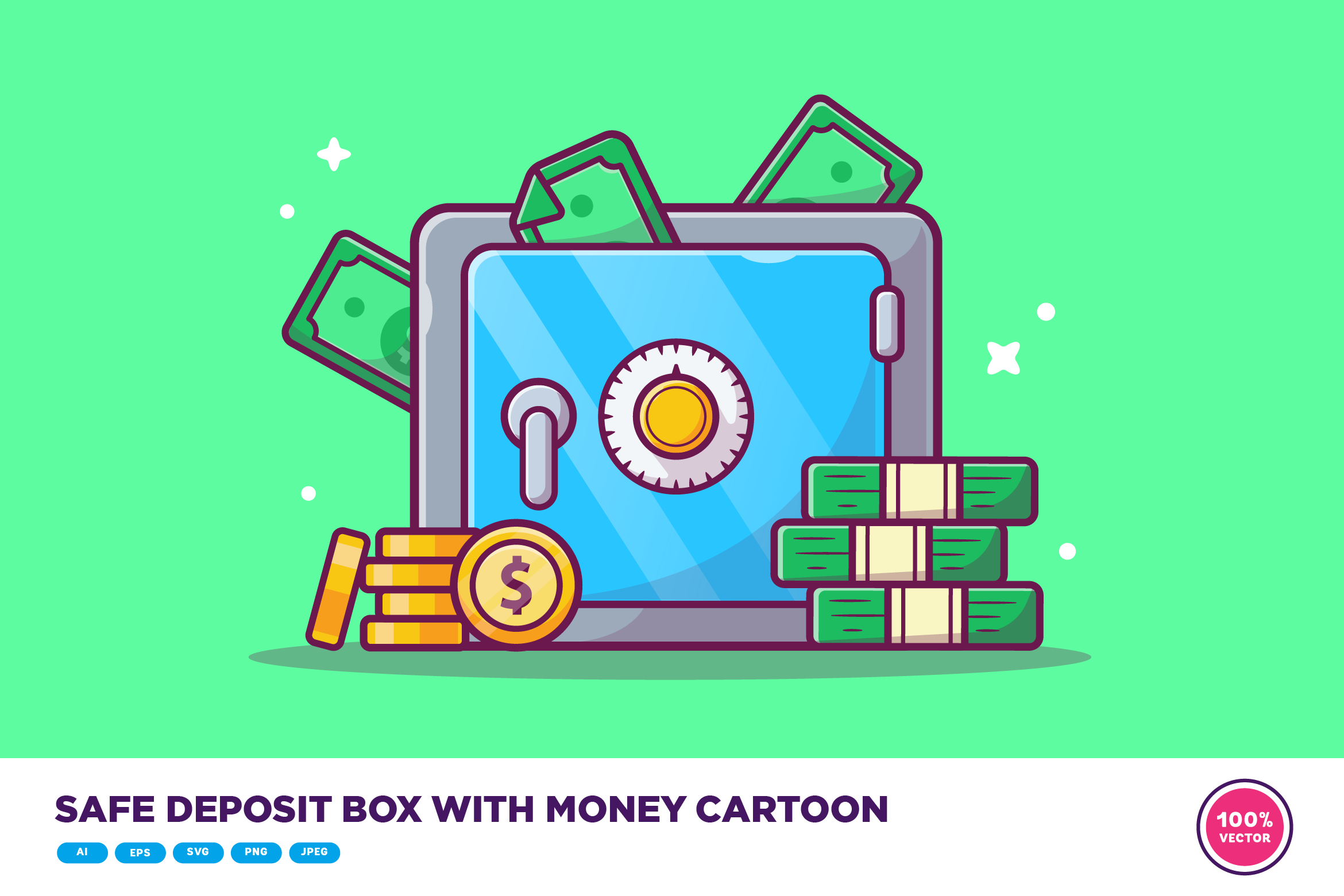 safe-deposit-box-with-money-cartoon-finance-illustrations-creative