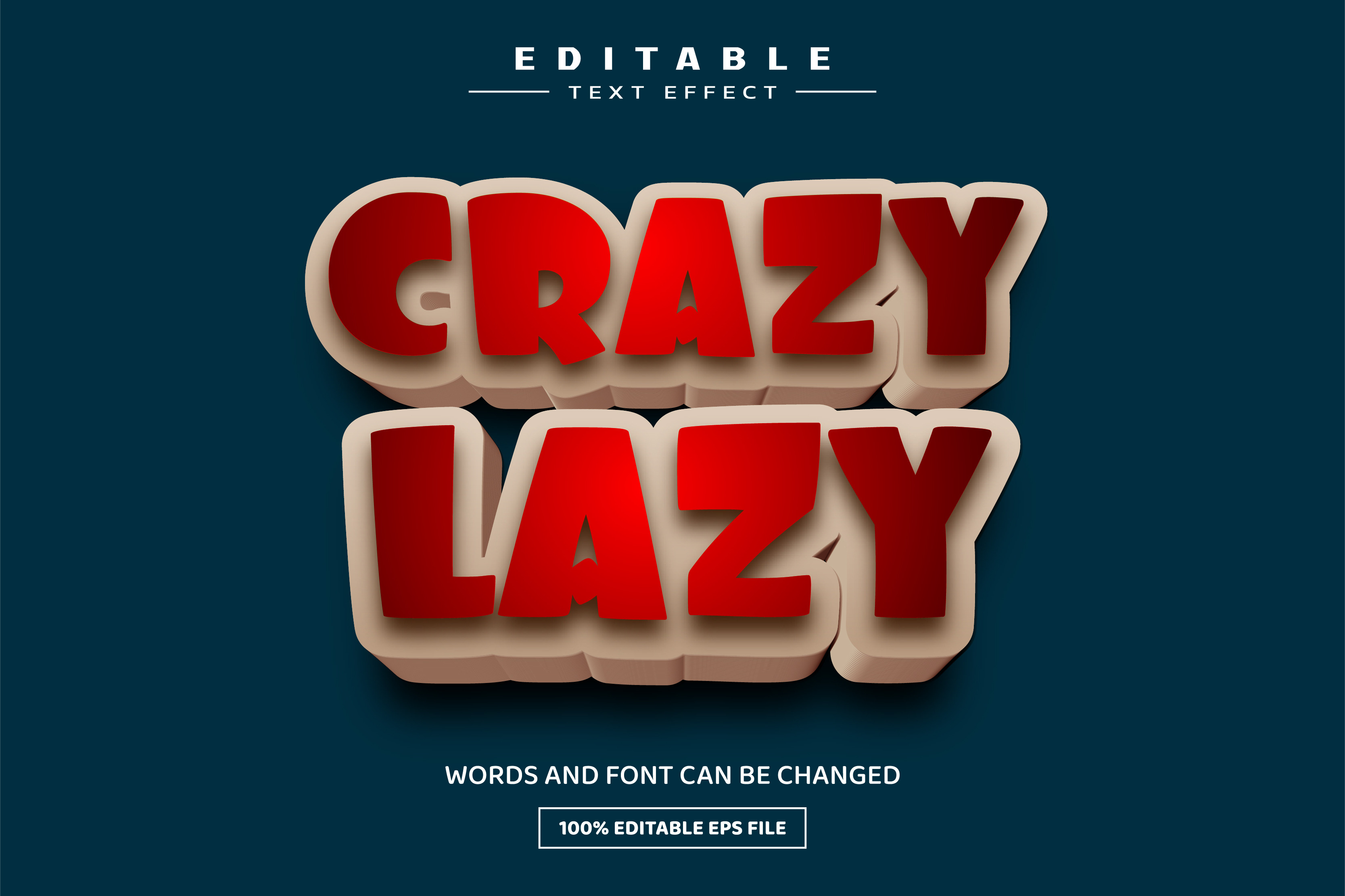 Crazy lazy 3D editable text effect Creative Market