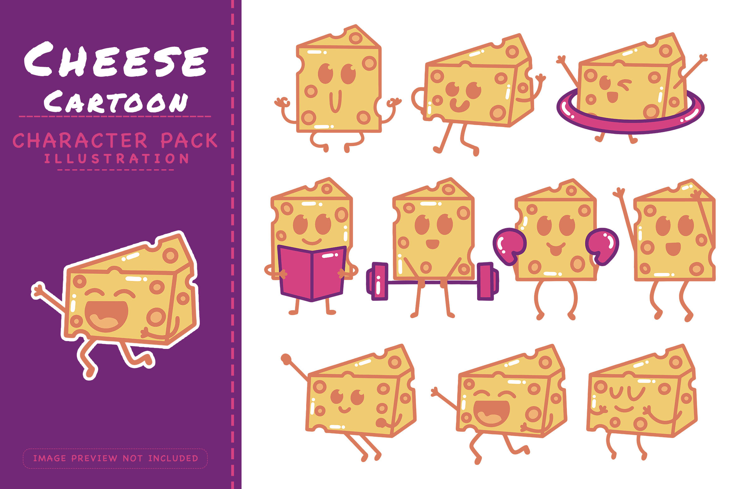 Cheese Cartoon - Character Pack | Food Illustrations ~ Creative Market