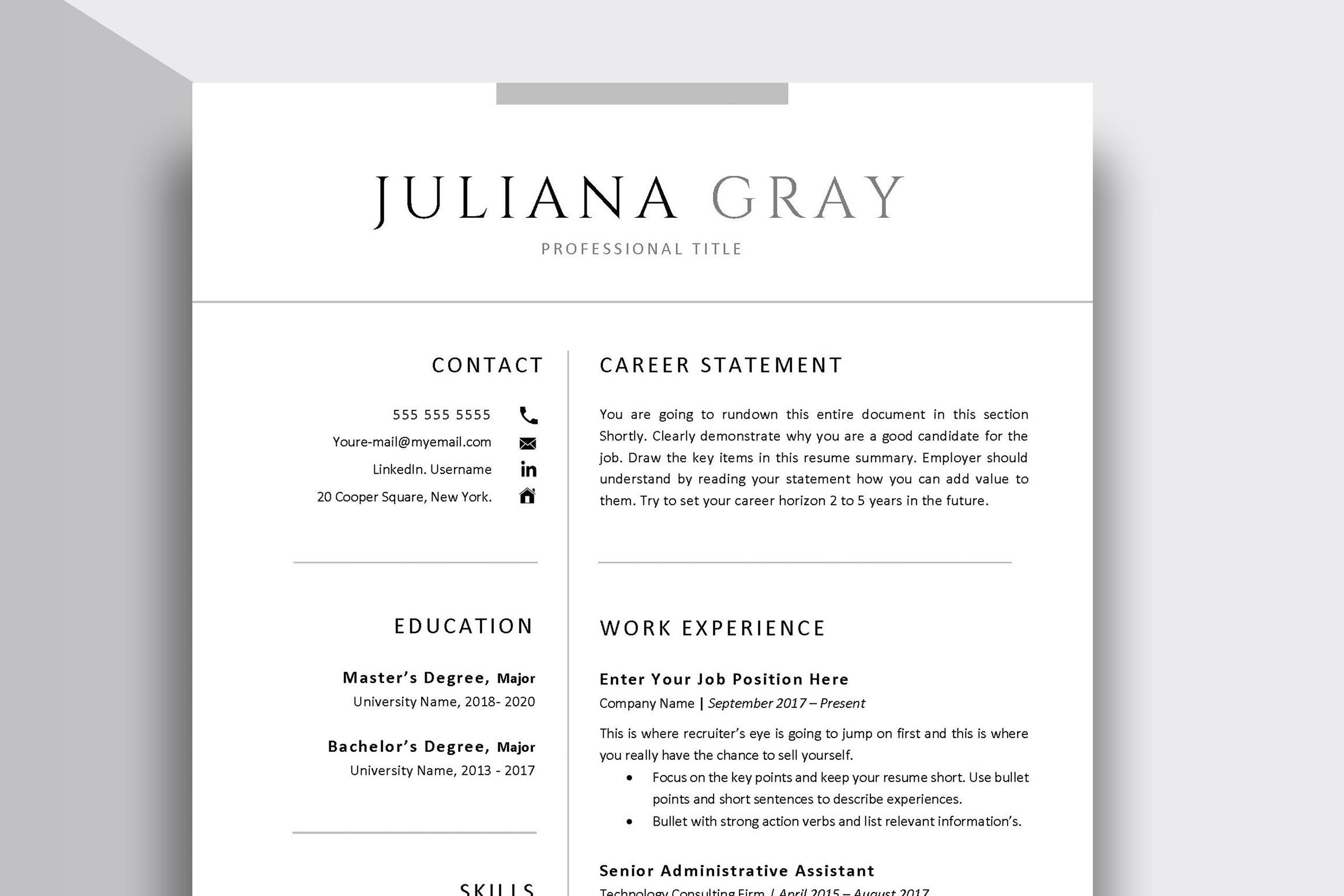 Professional Resume Templates | Resume Templates ~ Creative Market