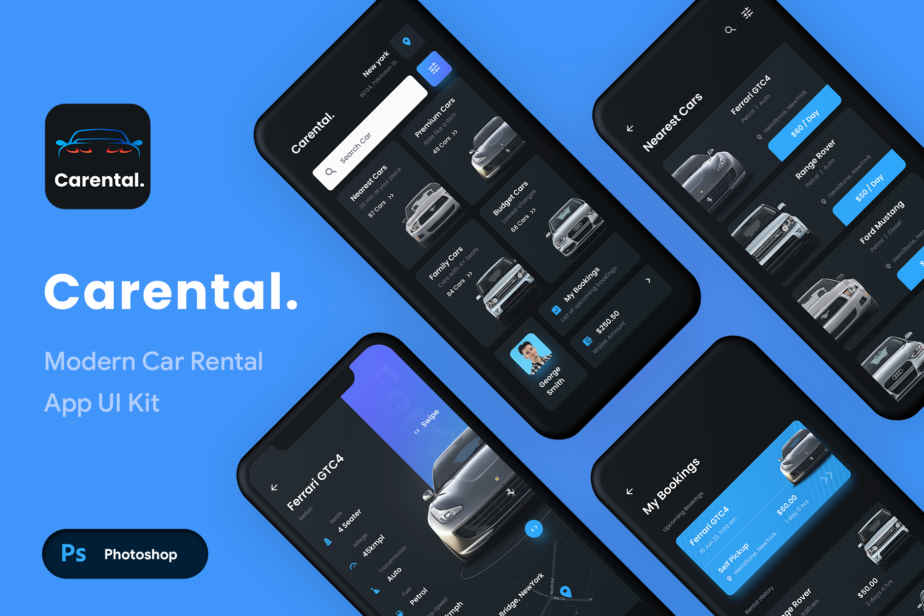 Modern Car Rental App UI Kit Carental Creative Market