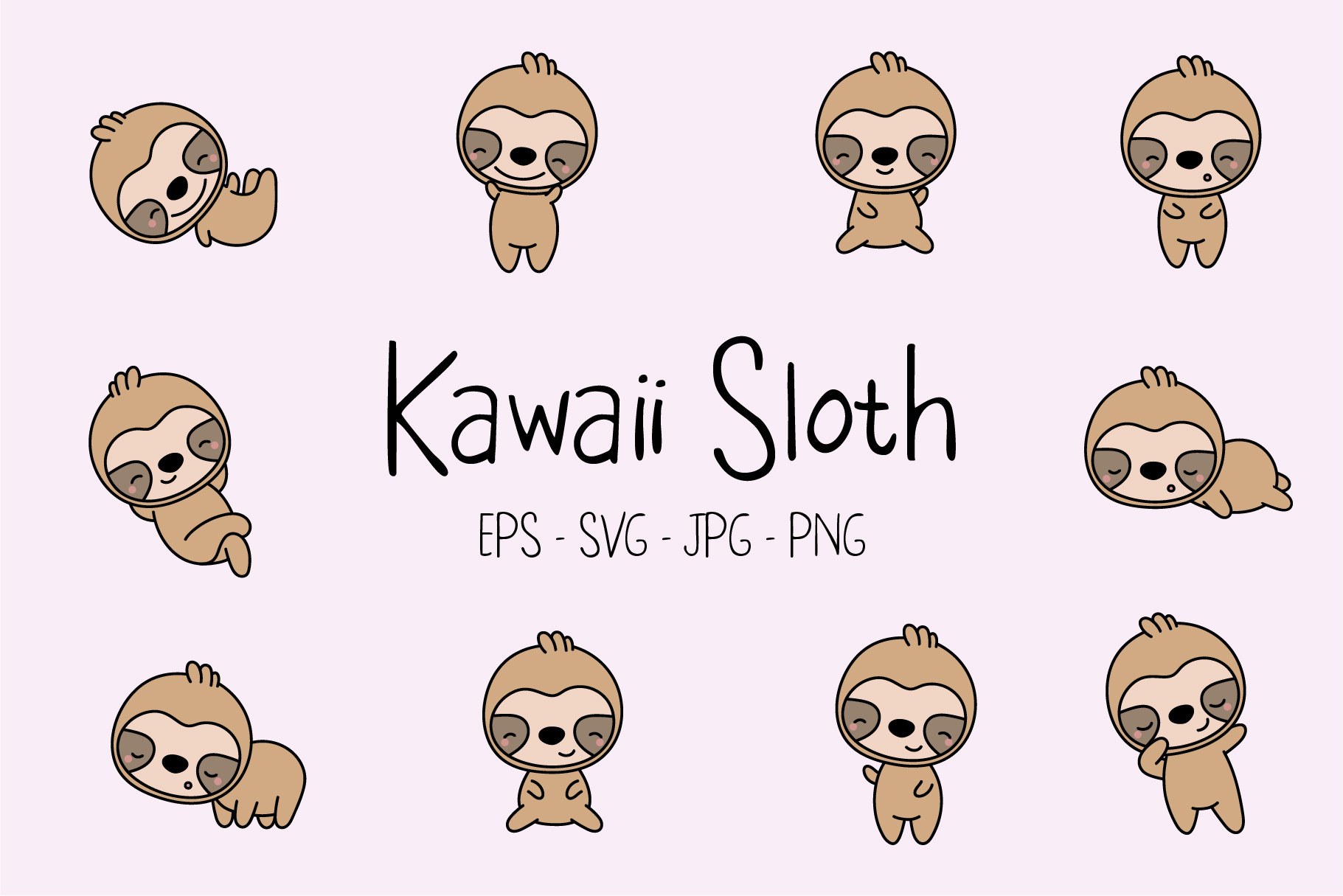 Set of Cute Kawaii Stickers Illustration Graphic by artvarstudio