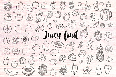 Kawaii Fruit Clipart. Scrapbook Printable Vector .eps and Png