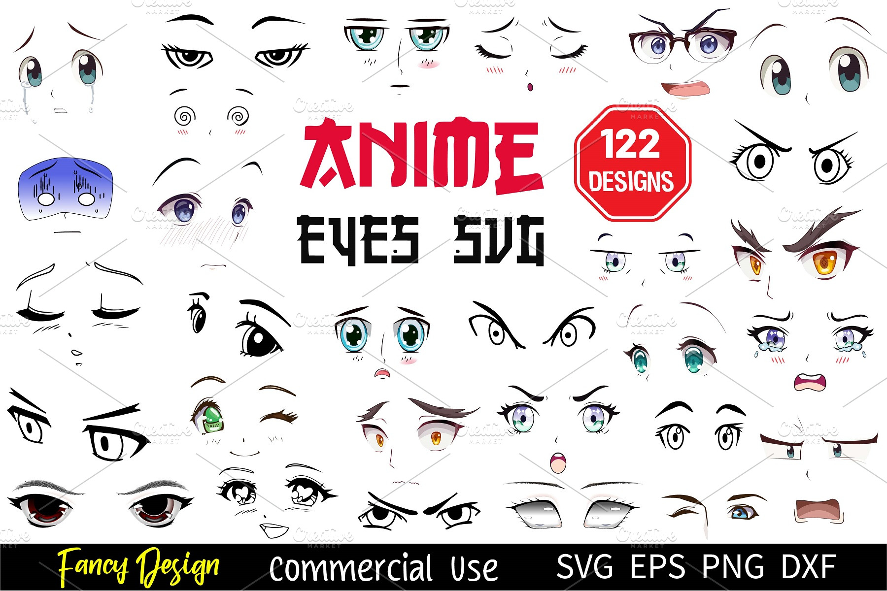 Anime Svg Bundle, Anime Eyes Png, Cute peeking eye Eps, Dxf