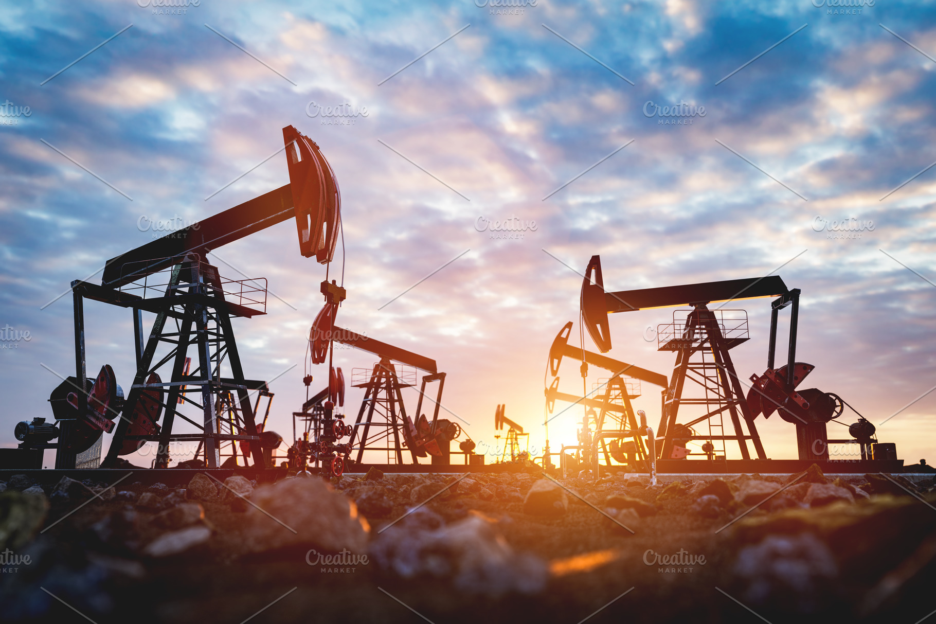 oil-pump-jack-work-on-oilfield-industrial-stock-photos-creative-market