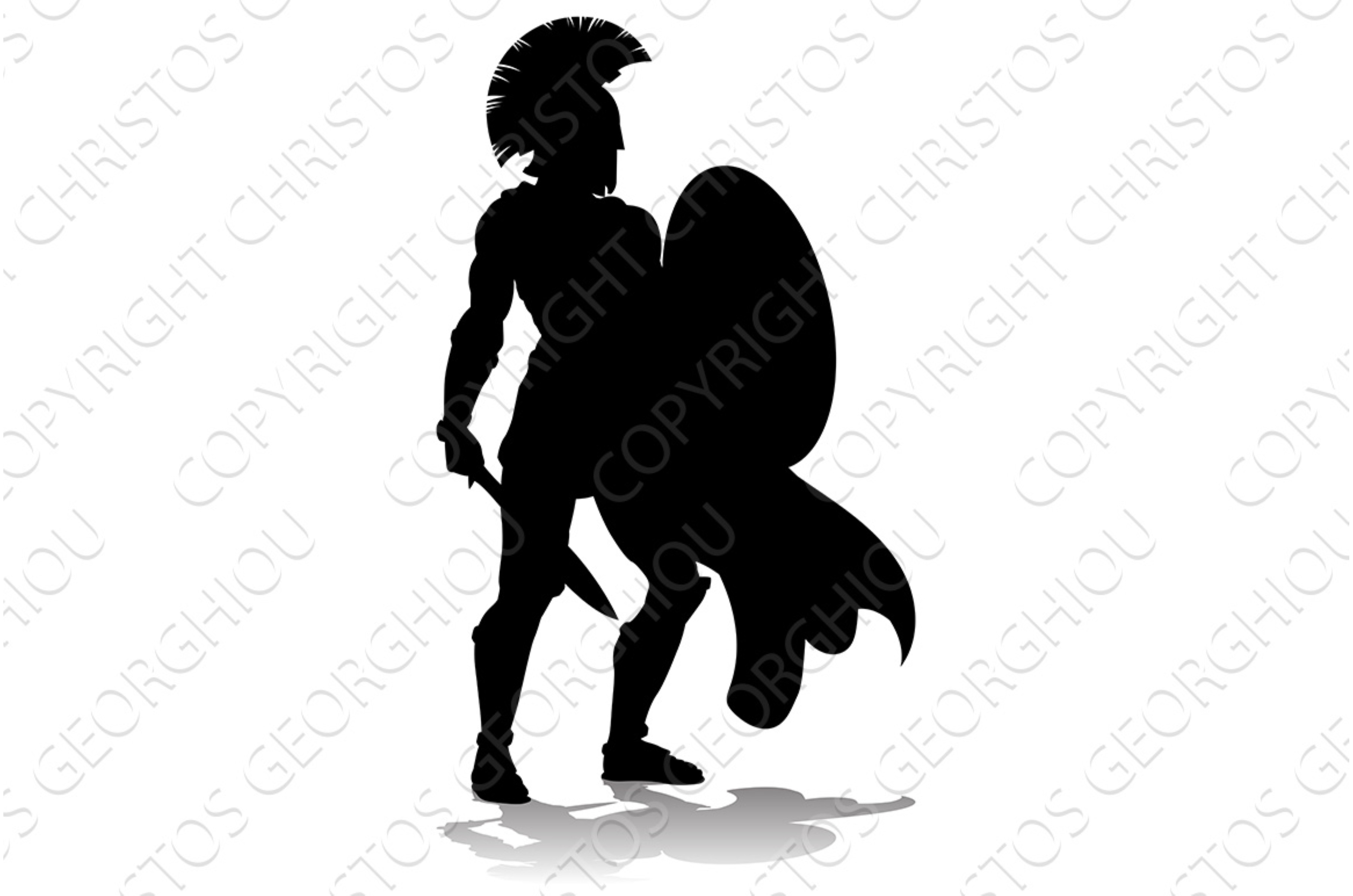 Spartan Silhouette Gladiator Trojan Illustrations Creative Market