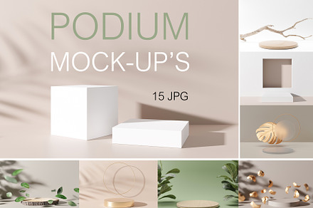 Premium PSD  Color palette cards scene mockup with podium