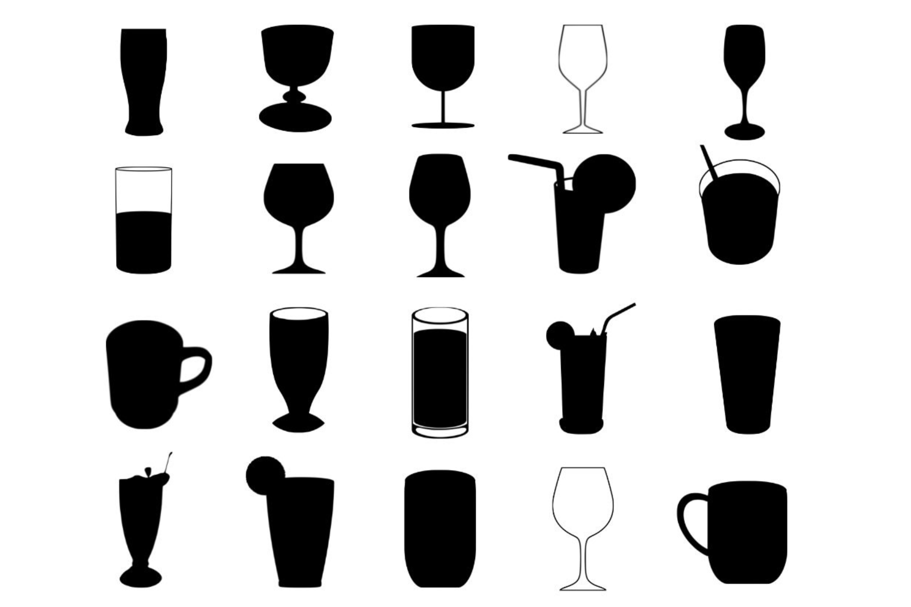 Drinking Glass Silhouette | Food Illustrations ~ Creative Market