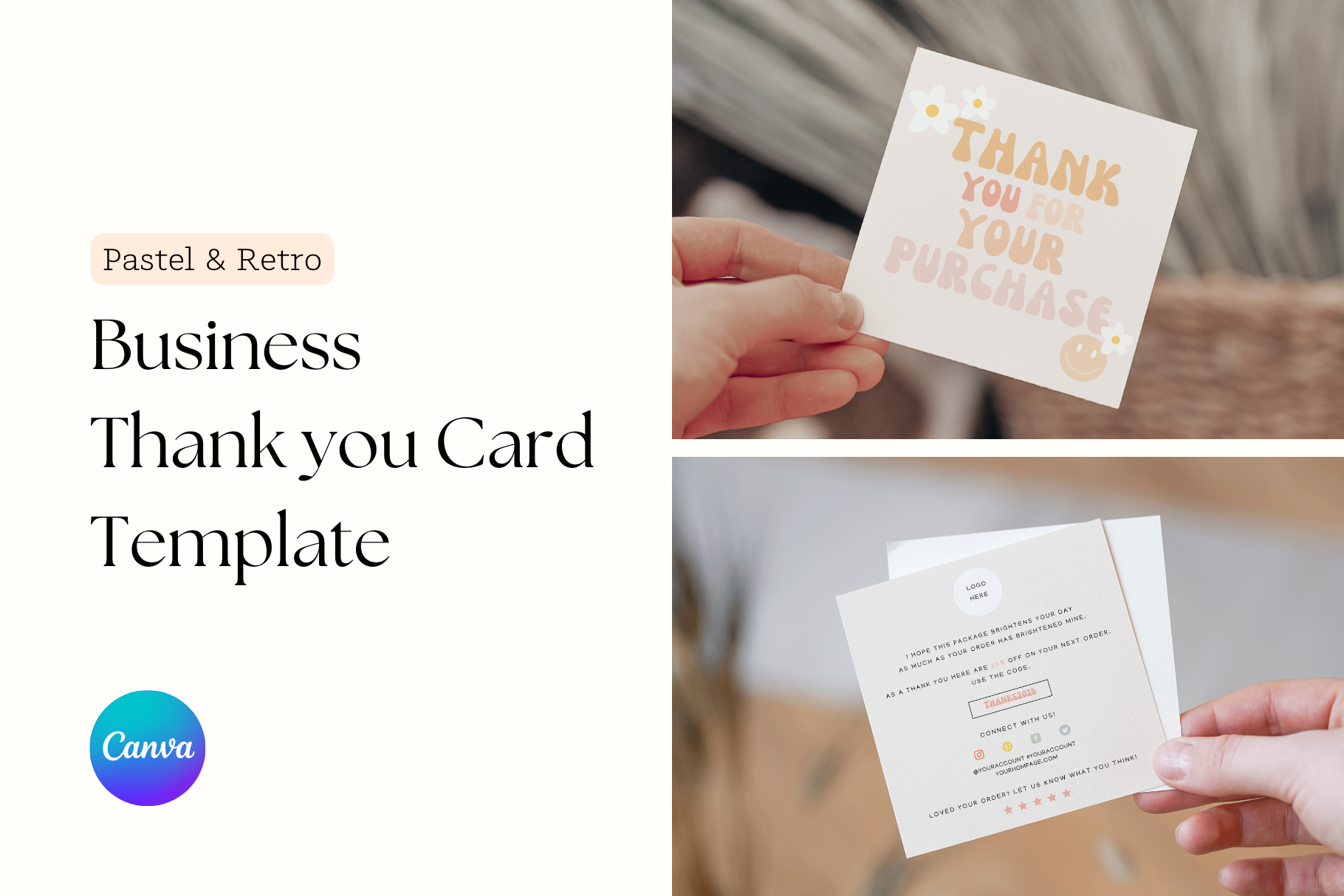 Retro Thank you card Canva template | Flyer Templates ~ Creative Market