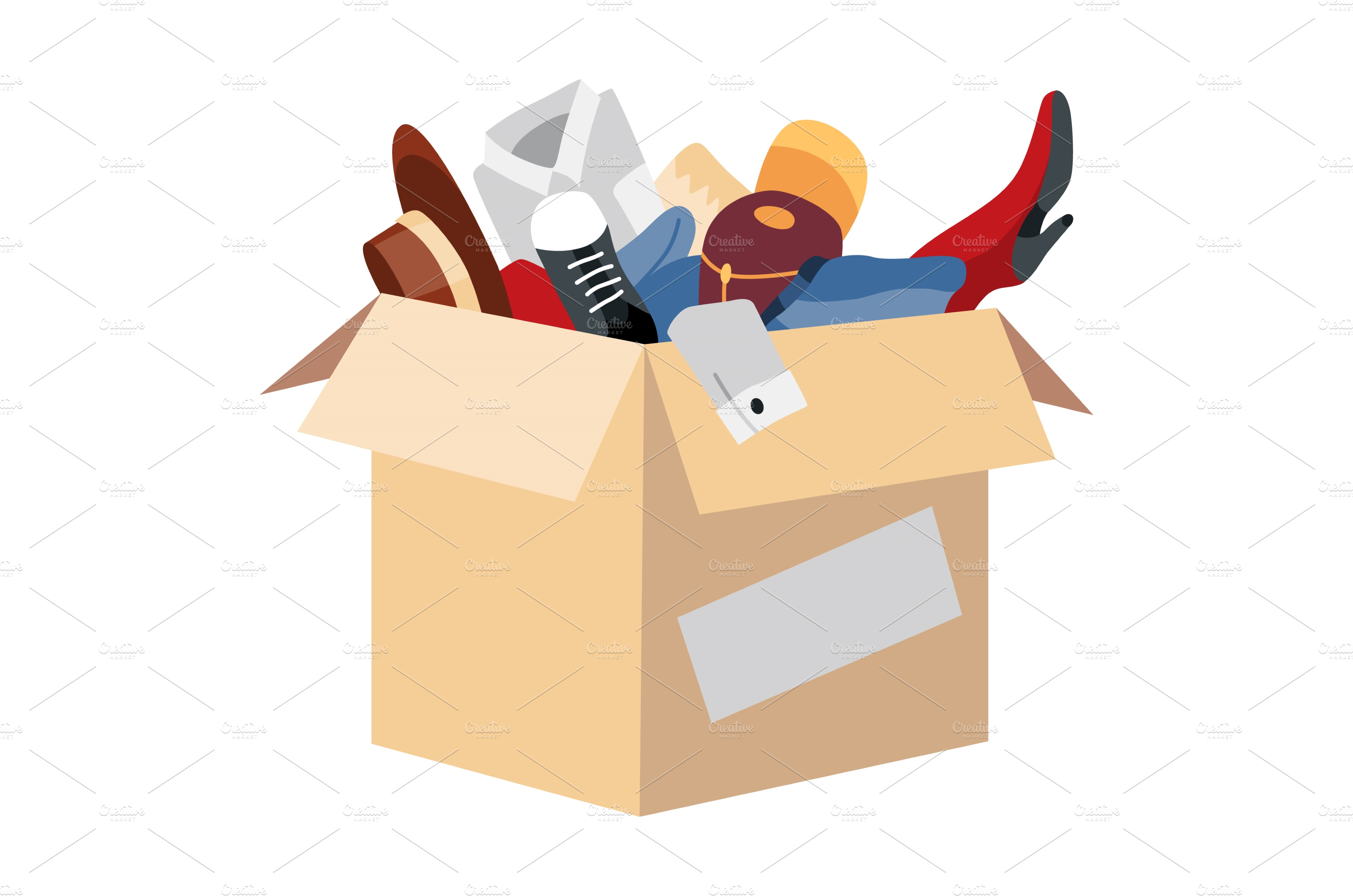 Cardboard donation box full of | Graphic Objects ~ Creative Market