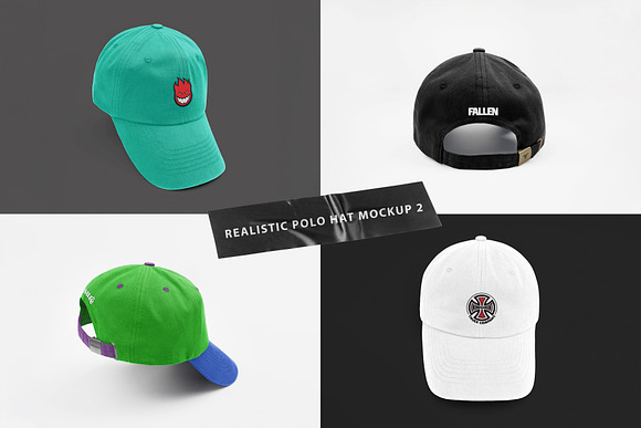 Snapback Baseball Cap Set Mockup - Designertale