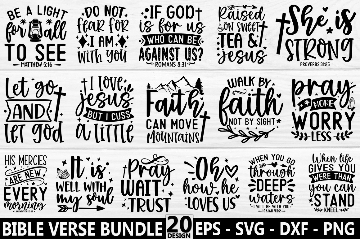 Faith Bible Verse Religious Christian Jesus SVG Bundle | Creative Market