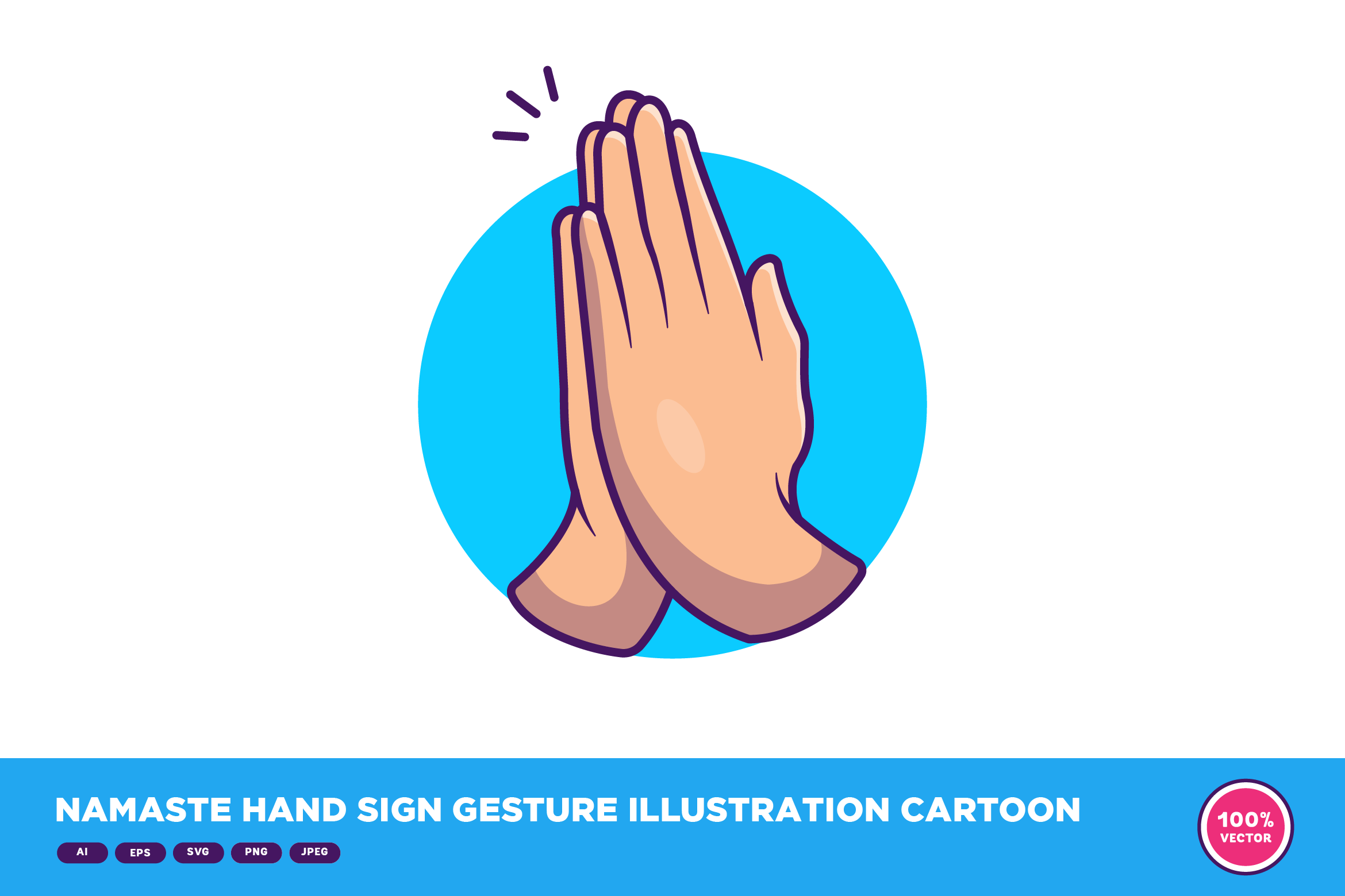 Namaste Hand Sign Gesture Cartoon Healthcare Illustrations Creative