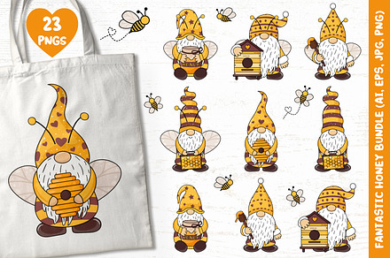 Gnomes Illustrations and Bees, Bumble Bee Gnomes – MasterBundles