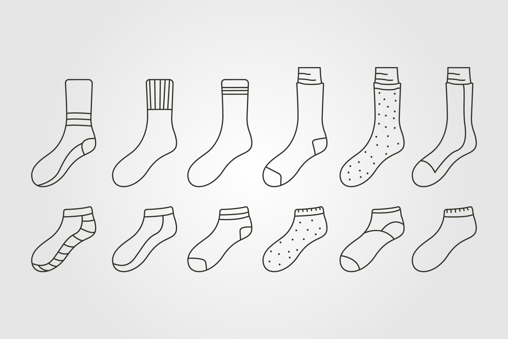 set of vector long and short socks | Creative Market