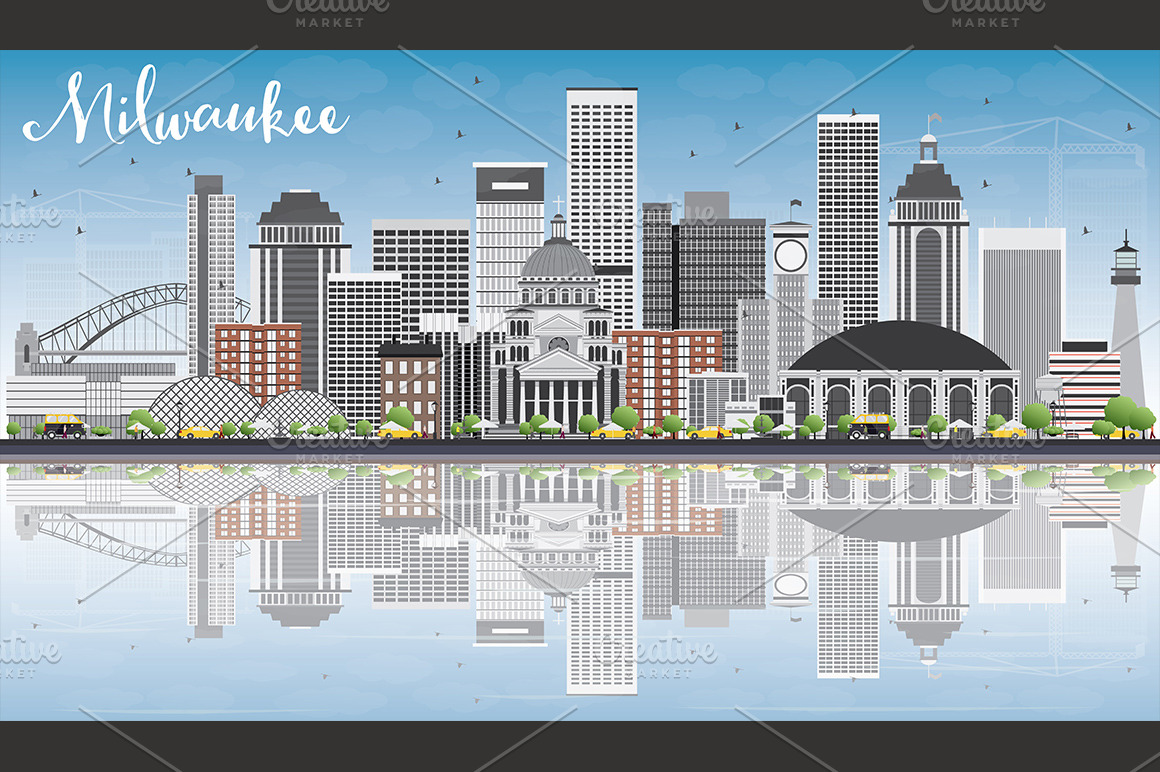 Milwaukee Skyline | Pre-Designed Illustrator Graphics ~ Creative Market