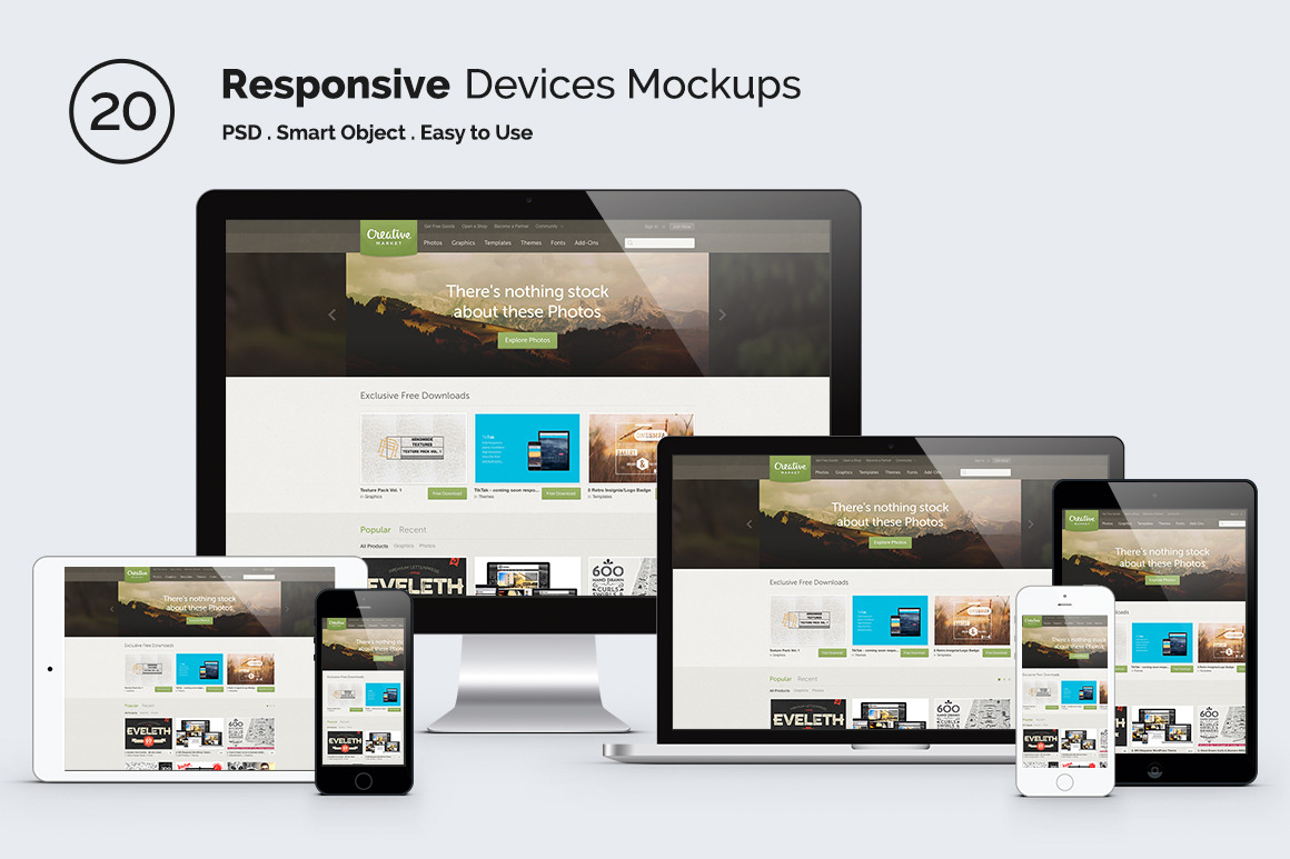 Responsive Screen Mockup Devices | Creative Photoshop ...