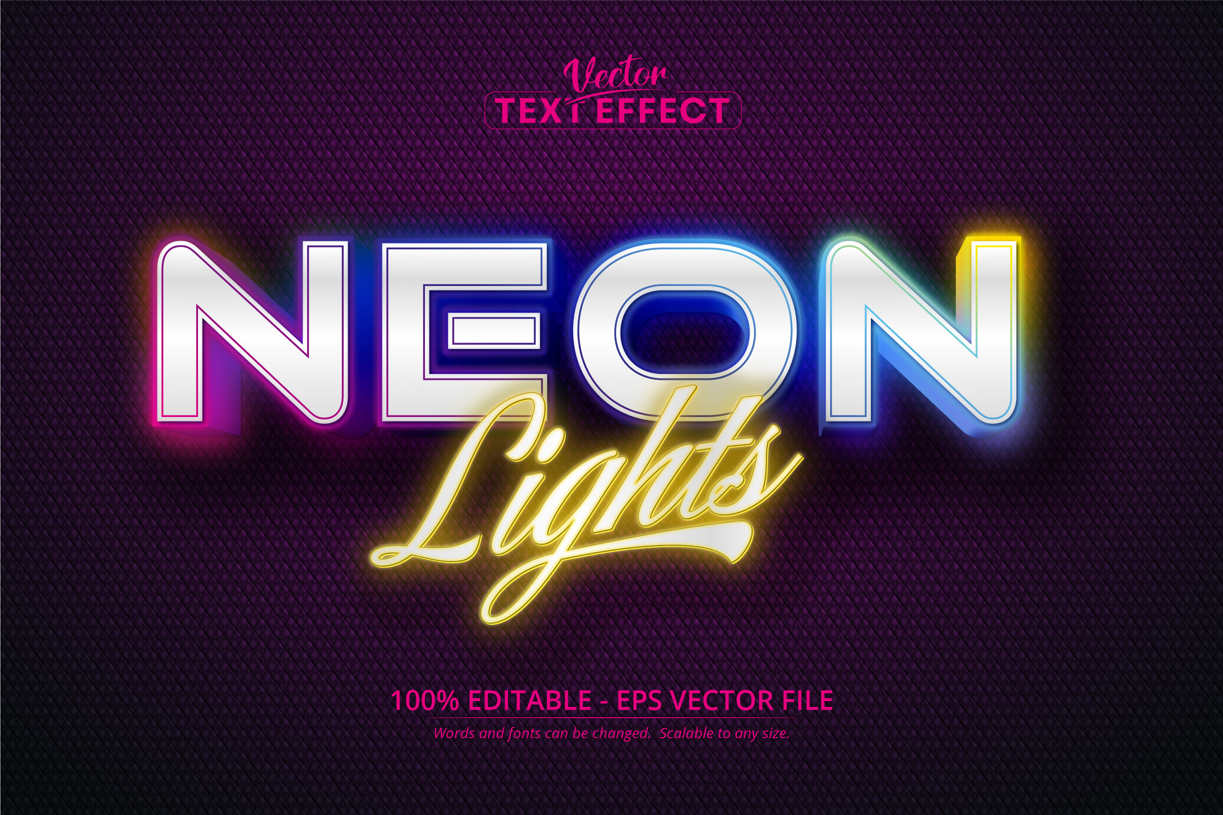 Neon lights text effect, neon style | Brushes & More ~ Creative Market