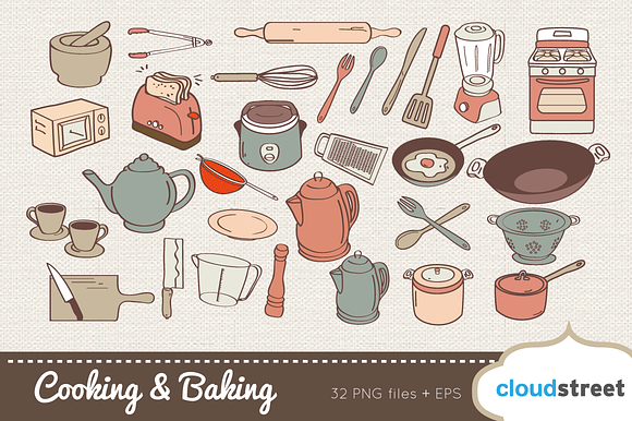 Baking Clipart, Baking Utensils Clip Art, Baking Equipment Clipart, Kitchen  Utensils Clipart, Cake Clipart, Digital Baking Utensils