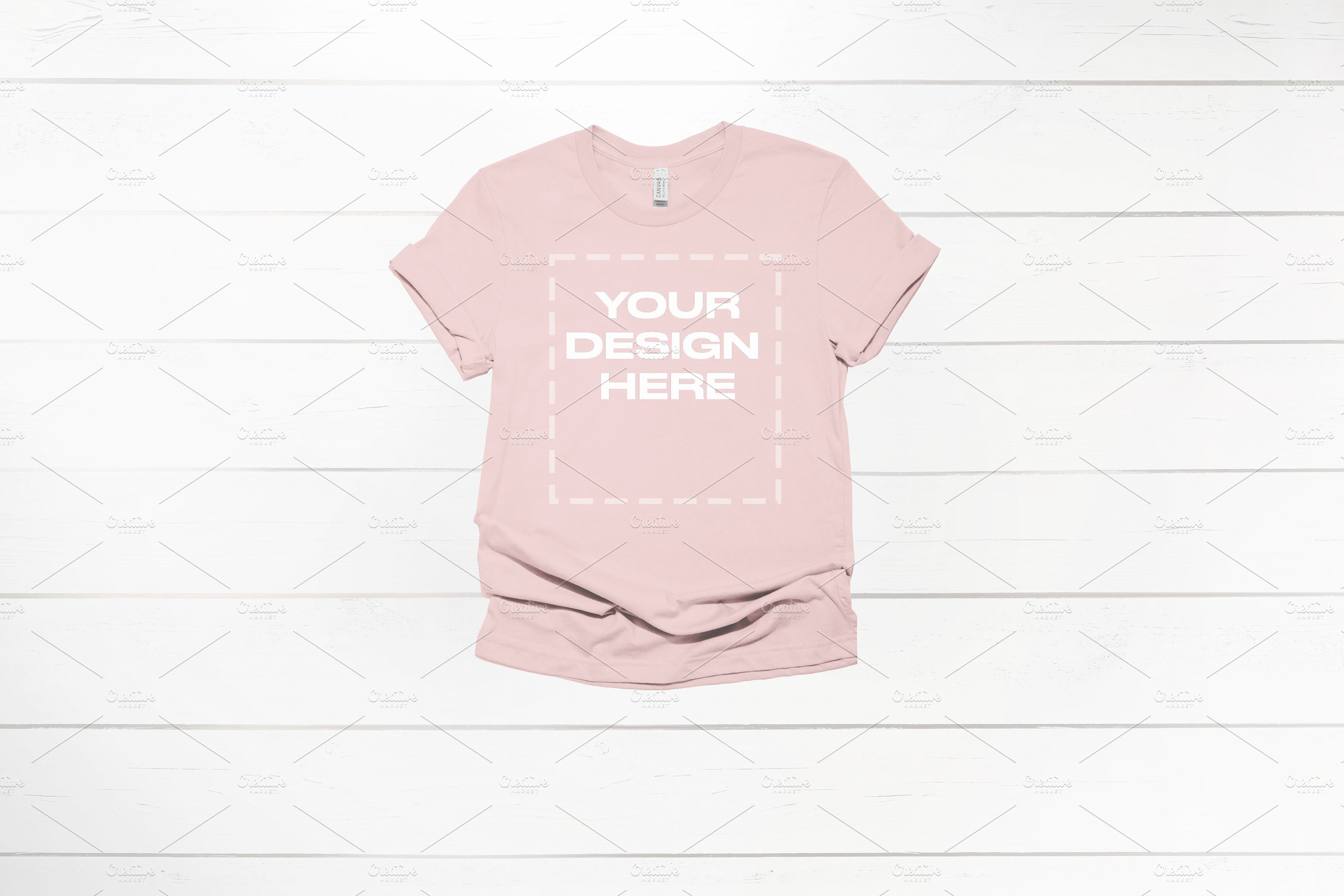 Bella Canvas Soft Pink Shirt Mockup 3001 Graphic by CreativSupply