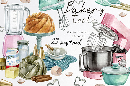 Baking Watercolor Clipart. Pastry, Chef Graphic by sabina.zhukovets ·  Creative Fabrica