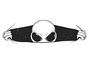 alien looks at us from a hole | People Illustrations ~ Creative Market