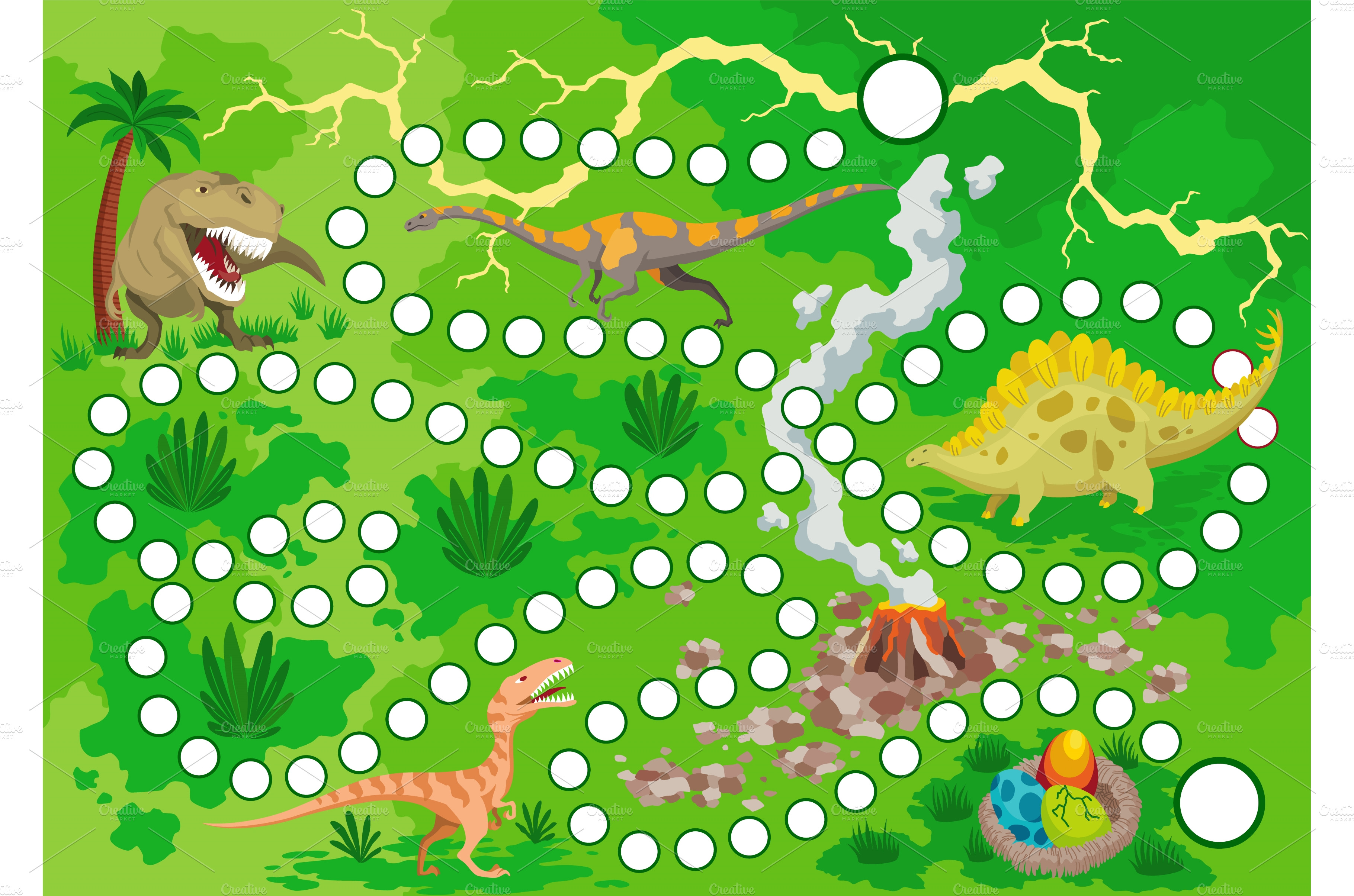 Dinosaurs boardgame for children in | Education Illustrations ...