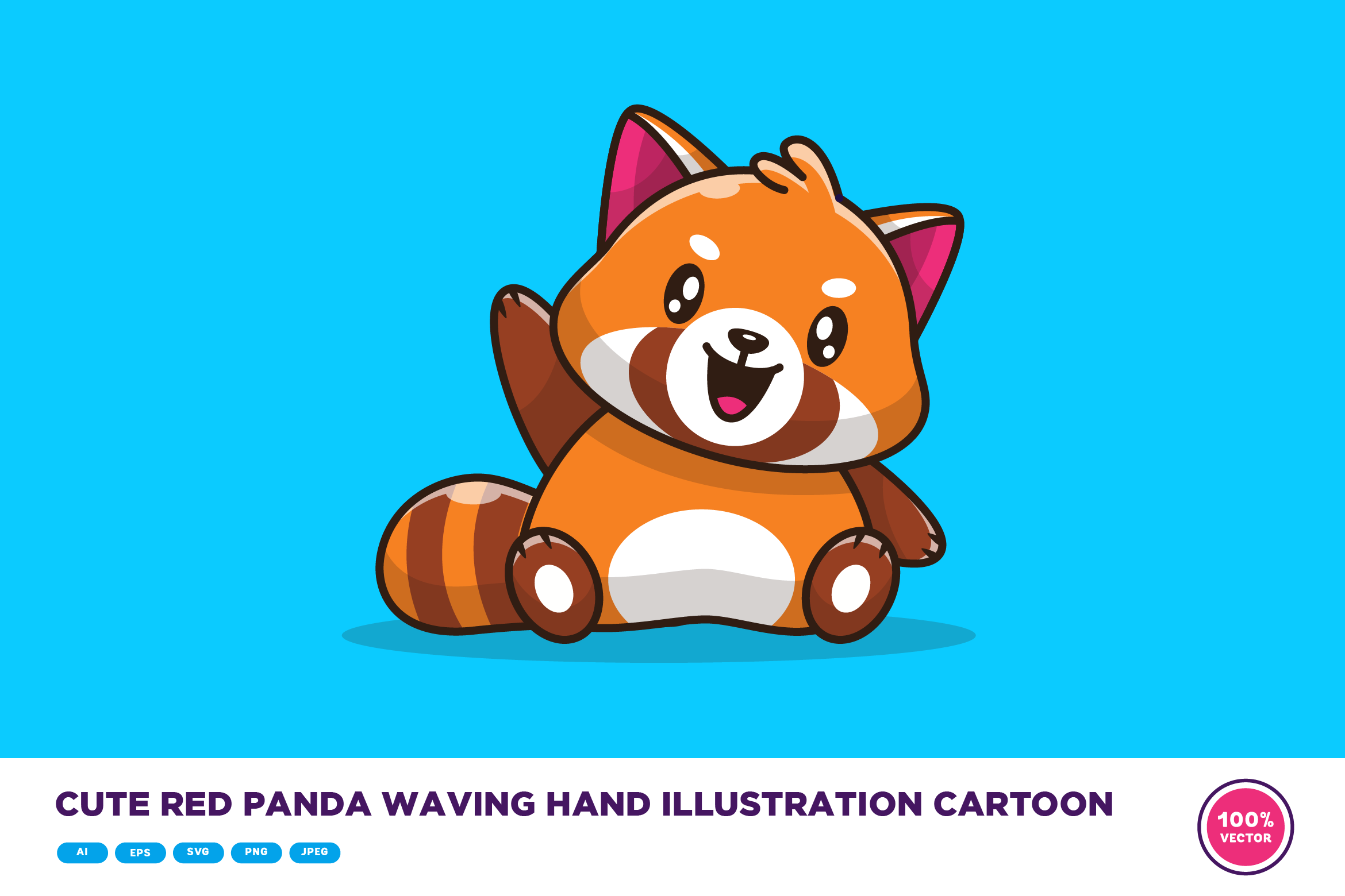 Cute Red Panda Waving Hand Cartoon By Catalyst Stuff In 2023 | Red