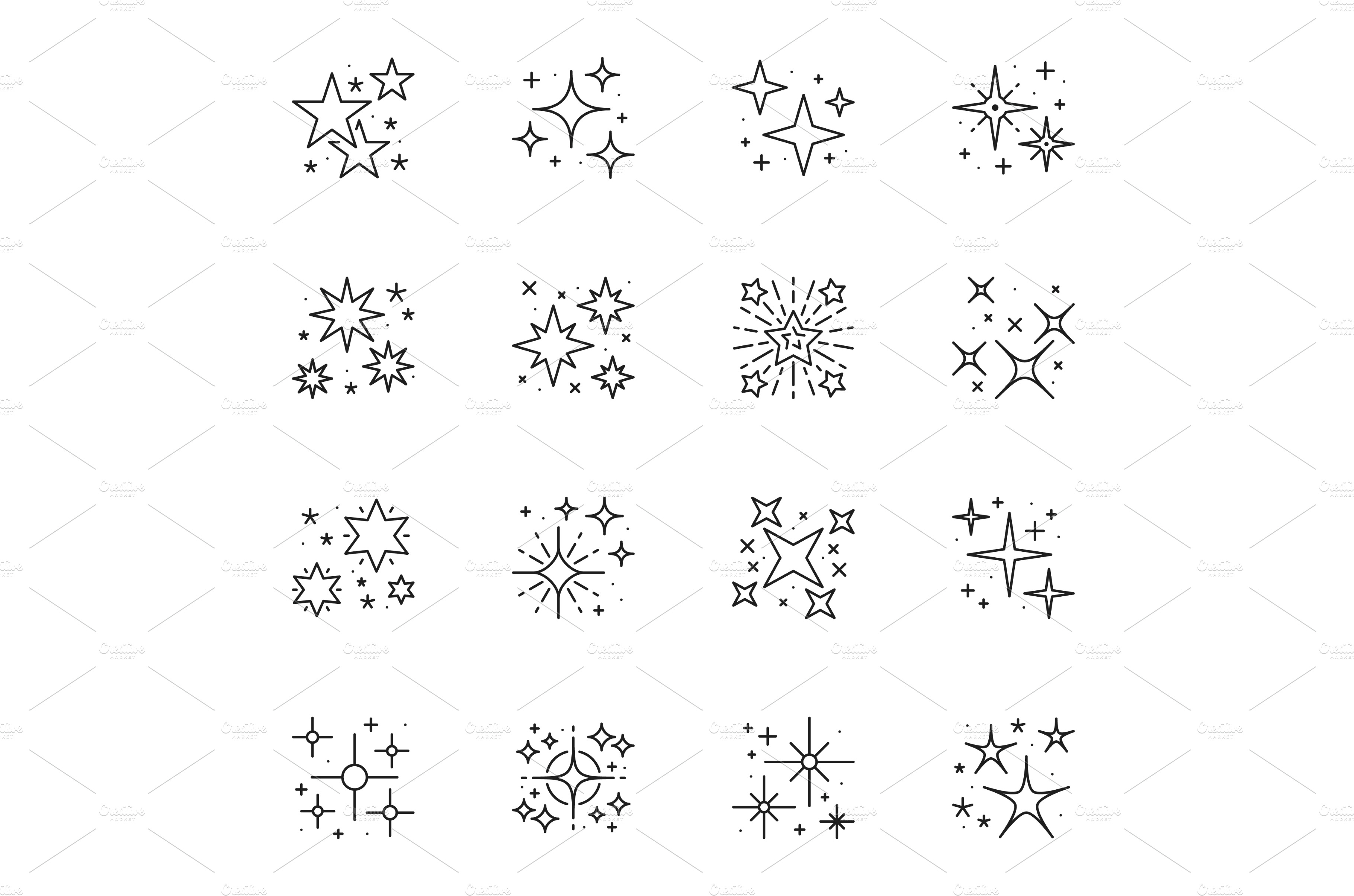 Sparkle, twinkle starburst icons | Vector Graphics ~ Creative Market