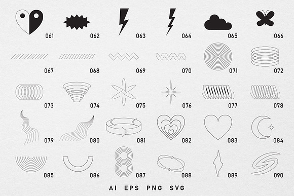 Set with Y2K elements. Aesthetic abstract vector shapes. Simple