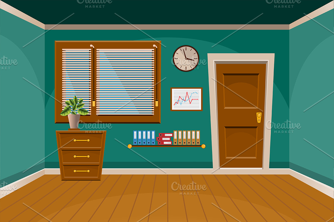 Cartoon Flat Vector Room Interior Illustrator Graphics Creative Market