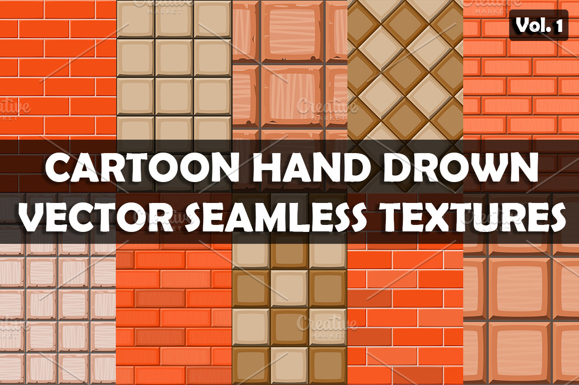 Cartoon vector seamless textures V.1 | Illustrator Graphics ~ Creative