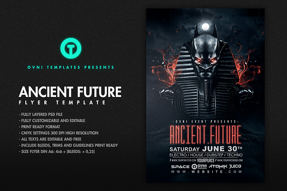 Download Ancient Futur Flyer Template Creative Photoshop Templates Creative Market