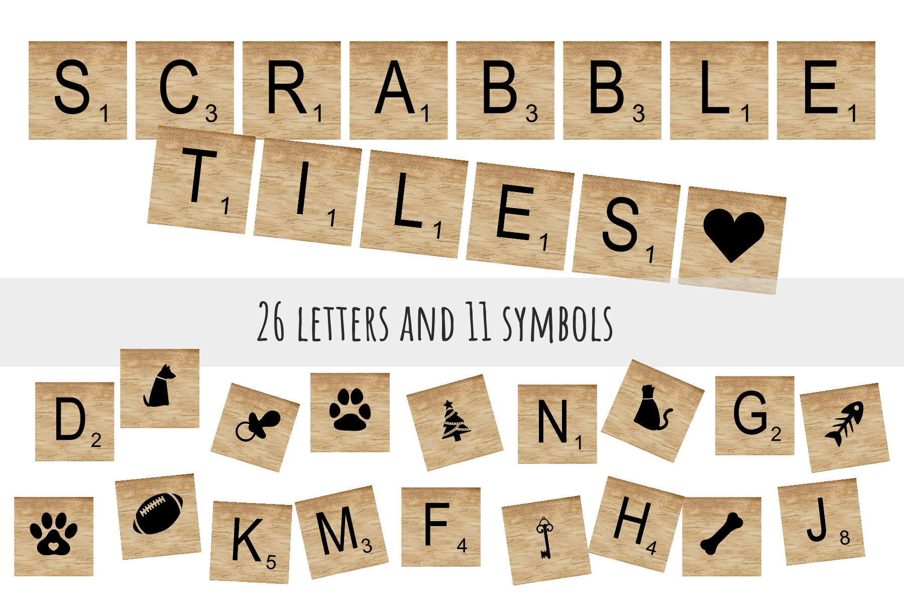 Wood Scrabble Alphabet Clipart PNG