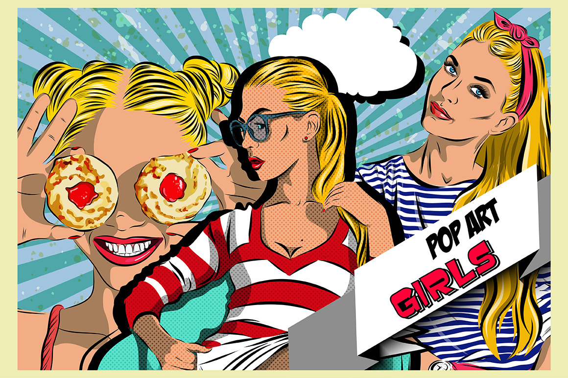 Pop art women set. Comics | Photoshop Graphics ~ Creative Market