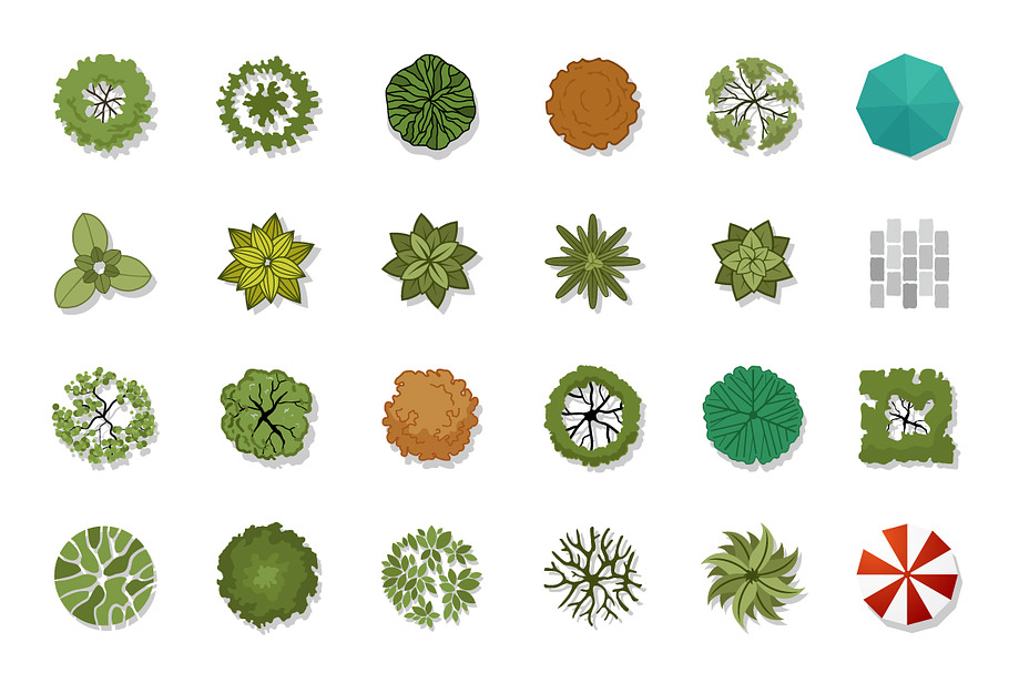 72 Vector Trees Top View | Pre-Designed Illustrator Graphics ~ Creative