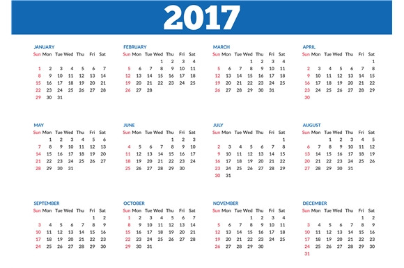 Simple Calendar 2017 Template 