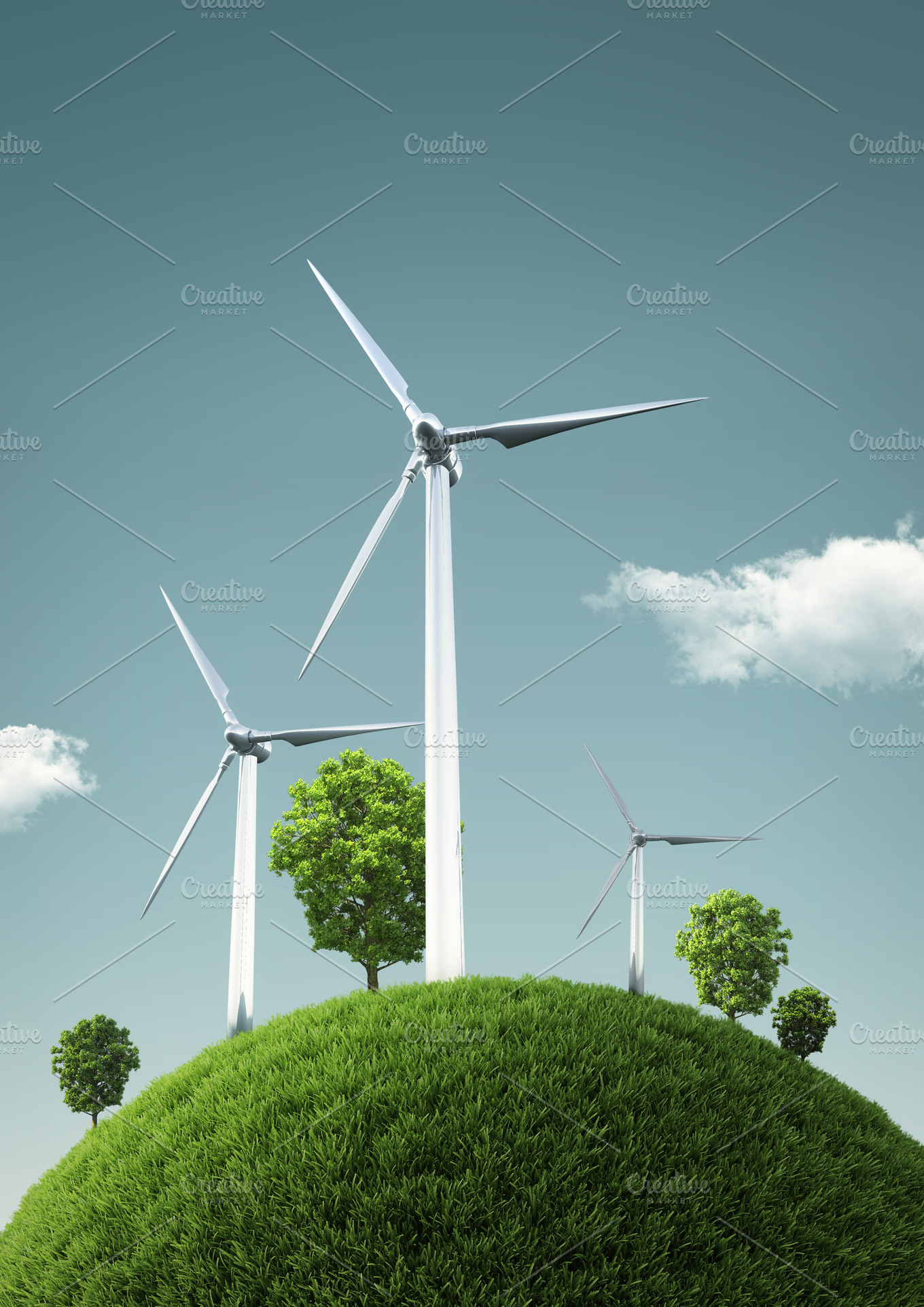 Illustration of Wind Turbines | Custom-Designed Illustrations